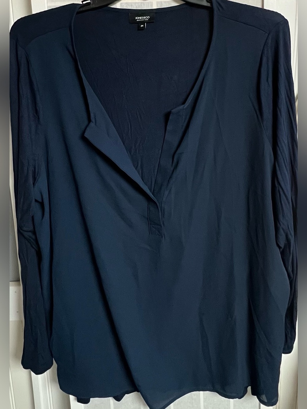 Jones New York Top Plus Size 2X Navy Blue Tunic Shirt